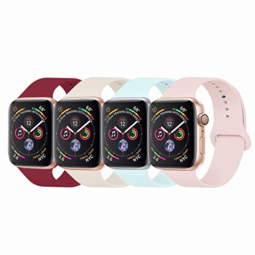 YANCH Compatible with for Apple Watch Band 38mm 42mm 40mm 44mm, Soft Silicone Sport Band Replacement Wrist Strap Compatible with for iWatch Series 4/3/2/1, Nike+,Sport,Edition
