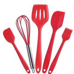 Professional 5pcs Set Silicone Cooking Sets Egg Beater Spoon Spatula Oil Brush Kitchenware, Kitchen Oil Brush - Pink Kitchen Utensils, Aluminum Spatula, Kitchen Ware, Silicon Utensils