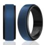 ROQ Silicone Wedding Ring for Men - Duo Collection Step Style - 4 Packs & 1 Single Ring Silicone Rubber Wedding Bands