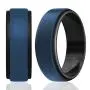 ROQ Silicone Wedding Ring for Men - Duo Collection Step Style - 4 Packs & 1 Single Ring Silicone Rubber Wedding Bands