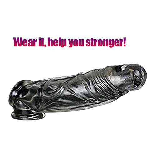 Silicone Penis Condom Expander Extended Male Chastity Toy Long Cock Sleeves Dick Socks Reusable Condom - 10-Inch Large-Size
