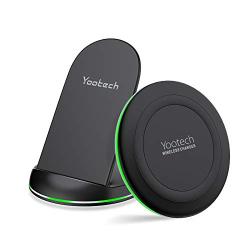 Yootech Wireless Charging Bundle, [2 Pack] Qi-Certified 10W Max Wireless Charging Pad Stand,Compatible with iPhone 11/11 Pro/11 Pro Max/Xs Max/XR/XS, Galaxy Note 10/Note 10 Plus/S10Plus(No AC Adapter)