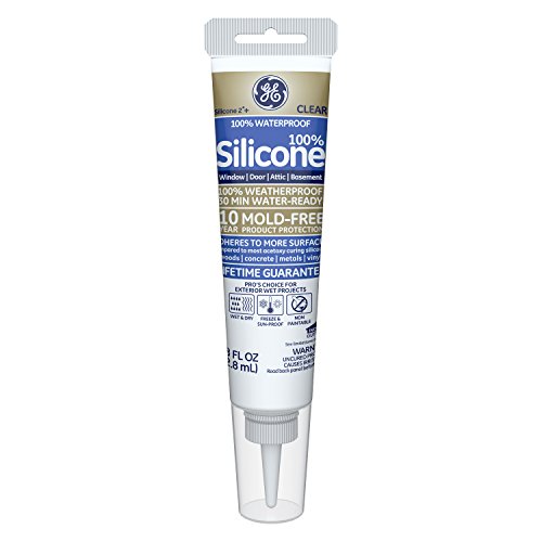 GE GE500 Silicone 2+ Window & Door Sealant Caulk Squeeze Tube, 2.8oz, Clear