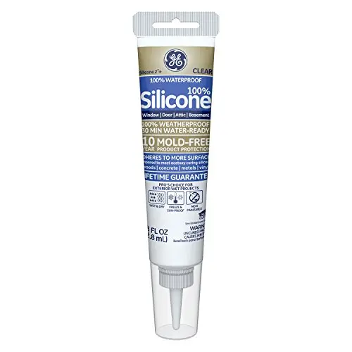 GE GE500 Silicone 2+ Window & Door Sealant Caulk Squeeze Tube, 2.8oz, Clear