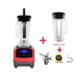 Automatic Digital Smart Timer Program 2200W Heavy Duty Power Blender Mixer Juicer Food Processor Ice Smoothie Bar Fruit,Red Jar Full Parts,Us Plug