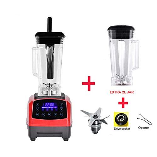 Touchscreen Digital Automatic Smart Timer 3Hp 2L Professional Smoothies Blender Mixer Juicer Food Fruit Processor,Red Parts 2L Jar,Eu Plug