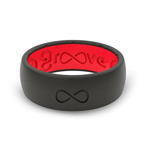 Groove Life - Silicone Ring for Men and Women Wedding or Engagement Rubber Band with Lifetime Coverage, Breathable Grooves, Comfort Fit, and Durability - Original Solid