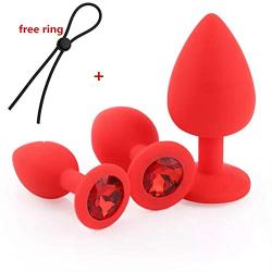 Mayli 3Pcs/Set Beginner Anales Trainer Kits for Women Silicone Starters Set Jewelry Decorated Toys, Red