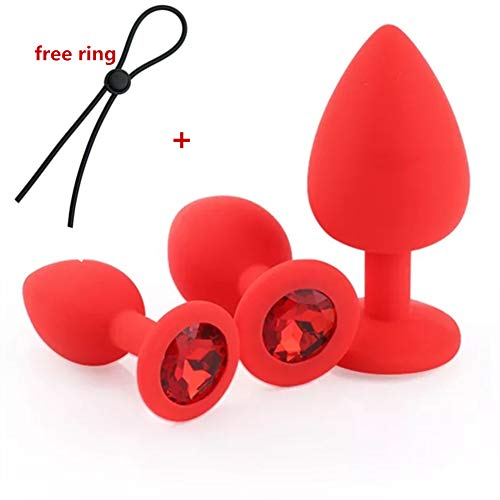Mayli 3Pcs/Set Beginner Anales Trainer Kits for Women Silicone Starters Set Jewelry Decorated Toys, Red