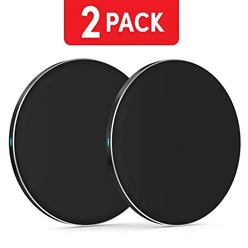 Wireless Charger 5W (2 Pack) by TalkWorks | Qi Certified Wireless Charging Pad (No Wall Adapter) for Apple iPhone XS, iPhone XS Max, iPhone XR, iPhone X, iPhone 8, Samsung Galaxy S10, 9, 8 ? Black