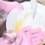 Dish Washer Gloves, Magic Saksak Silicone Cleaning Gloves, Reusable Silicone Heat Resistant Gloves for Dust Wiping, Scrubbing Kitchenware, Toilet, Bathtub, Floors and Pet Hairs (Pink)