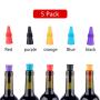 SZUAH Wine Bottle Stopper (Set of 5), Silicone Reusable Wine and Beverage Bottle Stopper with Grip Top, Assorted Color.(Red, Blue, Orange, Purple, Black)