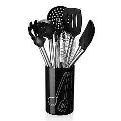 New Home Supplies Non-stick Silicone Baking Tool Cookware Set Kitchenware Kit Serving Tongs Spatula Tools 9pcs/Set Non-Slip Whisk