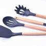 Hjyi Kitchen Cooking tools non-stick pot cooking spoon shovel wooden handle silicone kitchenware high temperature silicone kitchenware set (9 piece set)