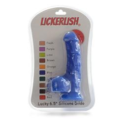 Lickerlish Lucky 6.5" Premium Silicone Dildo Blue with Suction Cup, 13 Ounce