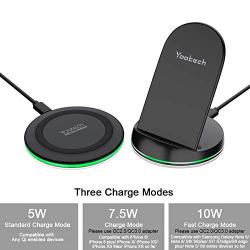 Yootech Wireless Charging Bundle, [2 Pack] Qi-Certified 10W Max Wireless Charging Pad Stand,Compatible with iPhone 11/11 Pro/11 Pro Max/Xs Max/XR/XS, Galaxy Note 10/Note 10 Plus/S10Plus(No AC Adapter)