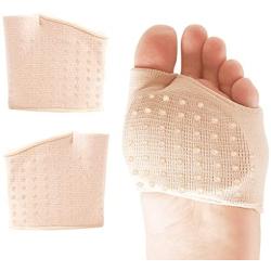 Ball of Foot Cushions Sleeves Forefoot Pads 【Poron Pad - Made in USA】Metatarsal Pads Soft Fabric Support Pain Relief Foot Health Care Tight Fitting Feet for Women and Men (Beige, Free Size)