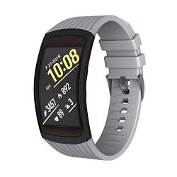 NotoCity Compatible Samsung Gear Fit2 Pro Band Solft Silicone Gear Fit2 Watch Strap for Samsung Gear Fit2 Pro Smartwatch Bans (Grey, Large)