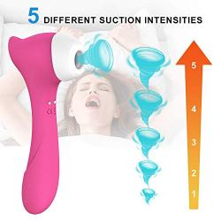 Clitoral Sucking Vibrator with 8 Vibrations & 5 Suctions-Clitoral Vibrators Nipples Suction Stimulator- Quiet Waterproof Rechargeable Sex Toys for Women Couples(Pink)