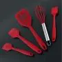 5Pcs Silicone Cooking Tool Set Flexible Kitchenware Non Stick Baking Tool With Round Handle And Eggbeater For Kitchen Restaurant