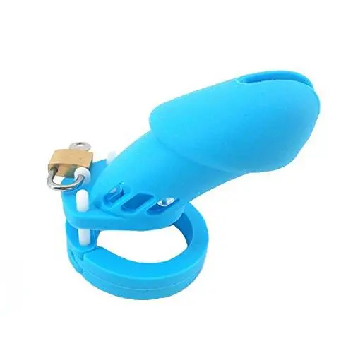 FeiGu Silicone Chastity Cage Device for Male Penis Exercise Sex Toys Fetish Erotic 4(long,blue)