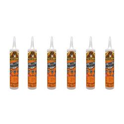 Gorilla Clear 100 Percent Silicone Sealant Caulk, Waterproof and Mold & Mildew Resistant, 10 ounce Cartridge, Clear, (Pack of 6)