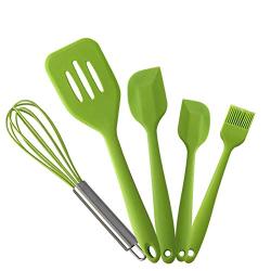 Lis-shan Silicone Spatulas Set, 5-Piece Silicone Kitchen Utensils Set Heat Resistant Silicone Kitchenware for Cooking Baking Cake Decorating