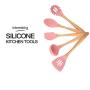 6 Pcs/Set Kitchen Wood Frame Silicone Kitchen Utensils Cooking Utensils Cooking Tool Sets Spoon Shovel Base Kitchenware Set