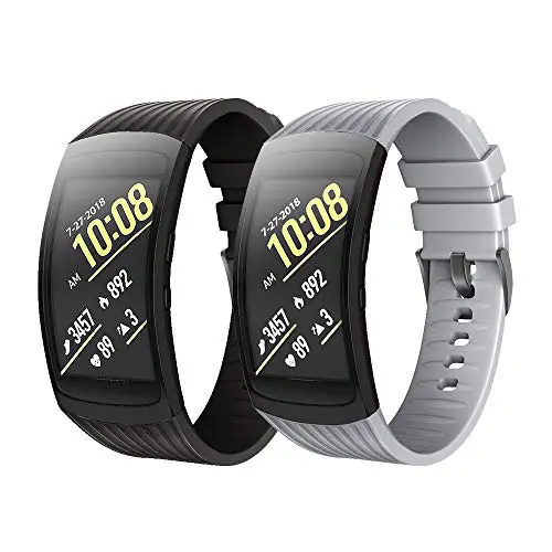 ANCOOL Compatible Samsung Gear Fit2 Pro Watch Bands/Gear Fit2 Bands Replacement Silicone Smartwatch Bands for Samsung Gear Fit2 Pro (Small, Black/Grey)