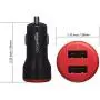 AmazonBasics Dual-Port USB Car Charger Adapter for Apple and Android Devices, 4.8 Amp, 24W, Black and Red