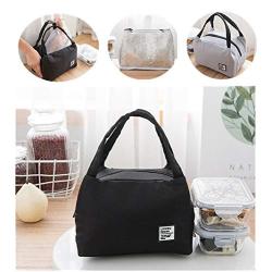 Reusable Lunch Tote Cooler Organizer Bag Fashion Lunch Bag Insulated Lunch Box women Large Insulated Lunch Bags for Men Ladies Adults - Work,Reunion,Party,Hiking,BBQ,Outdoor Picnic School (Black)