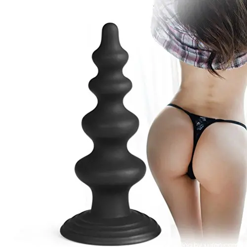 Romi Silicone Suction Cup Anal Trainer Butt Plugs Anal Plug - Five Beads Pagoda Anal Sex Toy