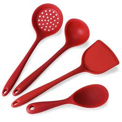 Cutlery Set, Kitchen Tool Silicone Kitchenware Set of 4, Silicone Baking and Cooking Kitchen Tool Set, Kitchen Gadget, red