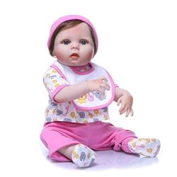 Binxing Toys Reborn Baby Dolls Silicone Full Body Girl 22 inch 56cm Real Toddler Bebe Doll Waterproof with ( Bottle Toy, Magnet Pacifier ,Clothes ,Puppet Toy Safety Tested for 3+ (Realistic)