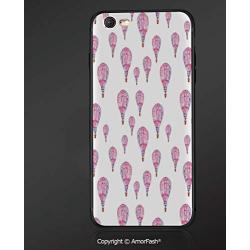 Customized iPhone 6 Case | iPhone 6S Case | Shockproof,Lightweight,Scratch Resistant,Mauve Decor,Vintage Flying Hot Air Balloons Motif Nostalgic Lovers Goodbye Artful Print,Pink Lavender