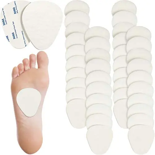 40 Pieces Metatarsal Felt Feet Pads Insert Pads Ball of Foot Cushion Pain Relief Forefoot Support Adhesive Foam Foot Cushion Pad for Men and Women 1/4 Inch Thick (White)