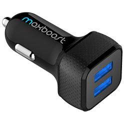 Maxboost Car Charger with SmartUSB Port 4.8A/24W [Black] Portable Charger for iPhone 11 Pro Max XS X 8 7 6s 6 Plus 5S SE, Galaxy S10 S9 S8 Edge, Note 10 9 8, LG G7 G8, HTC, Nexus, Pixel, iPad Pro