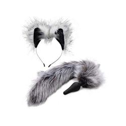 Grey Wolf Tail Best and Ears Set