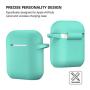 AirPods Case, Silicone Cover with U Shape Carabiner,360°Protective,Dust-Proof,Super Skin Silicone Compatible with Apple AirPods 1st/2nd (Mint Green)