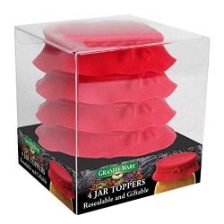 Granite Ware Wide Mouth Silicone Jar Toppers, Red, 4 Per Pack (Set of 4)