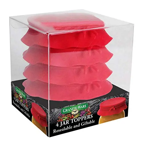 Granite Ware Wide Mouth Silicone Jar Toppers, Red, 4 Per Pack (Set of 4)