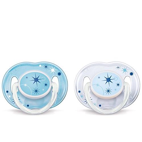 Philips AVENT BPA Free Nighttime Infant Pacifier, 0-6 Months, Colors May Vary, 2-Count