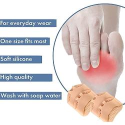 Metatarsal Pads,Ball of Foot Cushions,Silicone Forefoot Sleeve,Toe Separator,Metatarsalgia Insoles,Best for Mortons Neuroma Callus,Diabetic Feet,Hammer Toe,High Heels Foot Pain Relief,6 PCS (Beige)