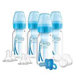 Dr. Browns Options+ Slow Flow Bottle Set for Breastfed Baby, 4 Ounce, Blue