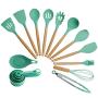 Yvetti 22Pcs Kitchen Utensil Set Durable Non-Stick Silicone Kitchenware Cooking Tools with Wooden Handle Best Kitchen Gadgets for Gift Grey