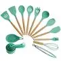 Yvetti 22Pcs Kitchen Utensil Set Durable Non-Stick Silicone Kitchenware Cooking Tools with Wooden Handle Best Kitchen Gadgets for Gift Grey