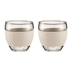 Bodum 3-Ounce Pavina Glasses with Silicone Grip, White, Set of 2