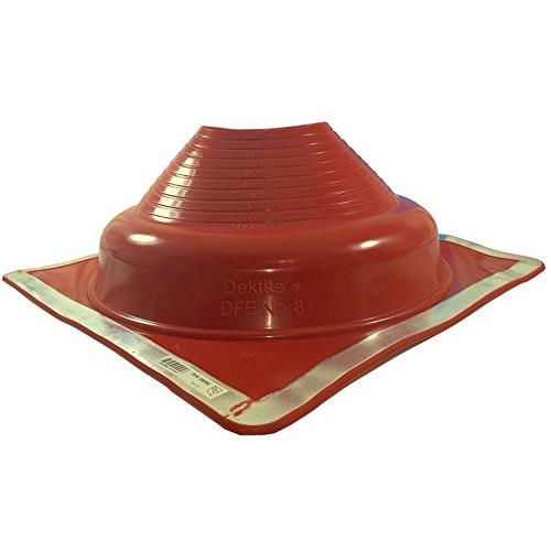 Dektite Premium #8 Red Silicone Metal Roof Pipe Flashing, High Temp, Square Base, Pipe OD 6-3/4" to 14"
