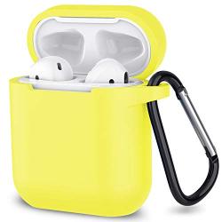 AirPods Case,SATLITOG Protective Silicone Cover Compatible with Apple AirPods 2 and 1(Not for Wireless Charging Case)(Light Yellow)