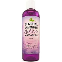 Edible Massage Oil and Lubricant - Sensual Massage Oil with Lavender and Almond Oil with Vitamin E - Natural Aphrodisiac Oil for Erotic Massages Moisturizing Body Oil for Men and Women